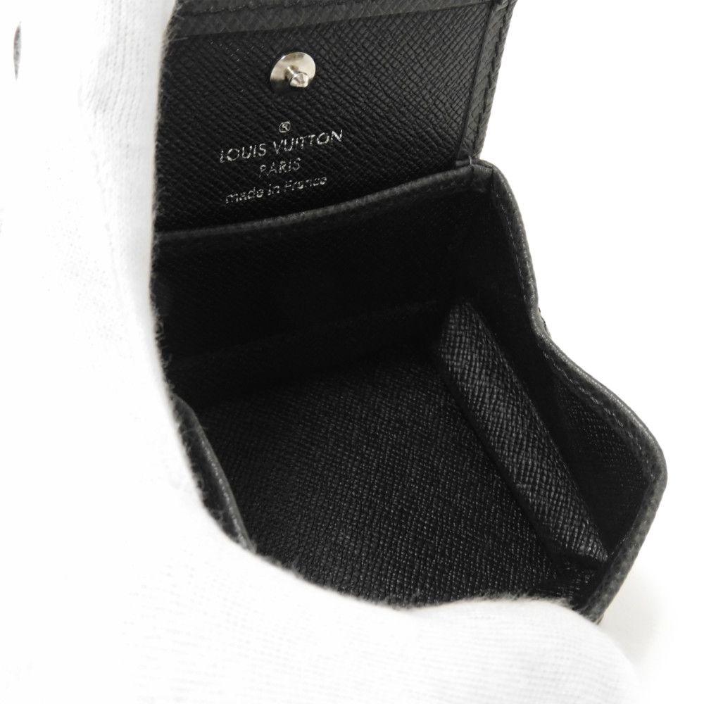 Б/у 12564 Кошелек-коробочка M30382 7943 Логотип LV с тиснением угольно-серый черный карман для монет Taiga Ardoise Мужской от