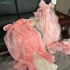Pink Organza Lighted Christmas Tree Bow Topper Large Holiday Tree Decoration Elegant Xmas Home Party Decor Accessory