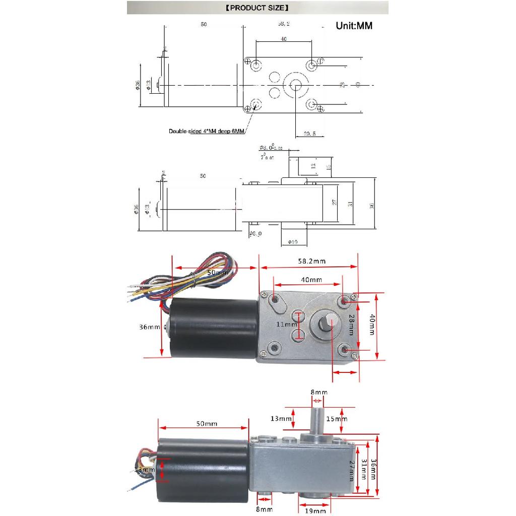 Bringsmart Brushless DC Worm Gear Motor 5840-3650 12V 24V BLDC Self-locking Braking Gearbox 8-470rpm Electric Motor Customized