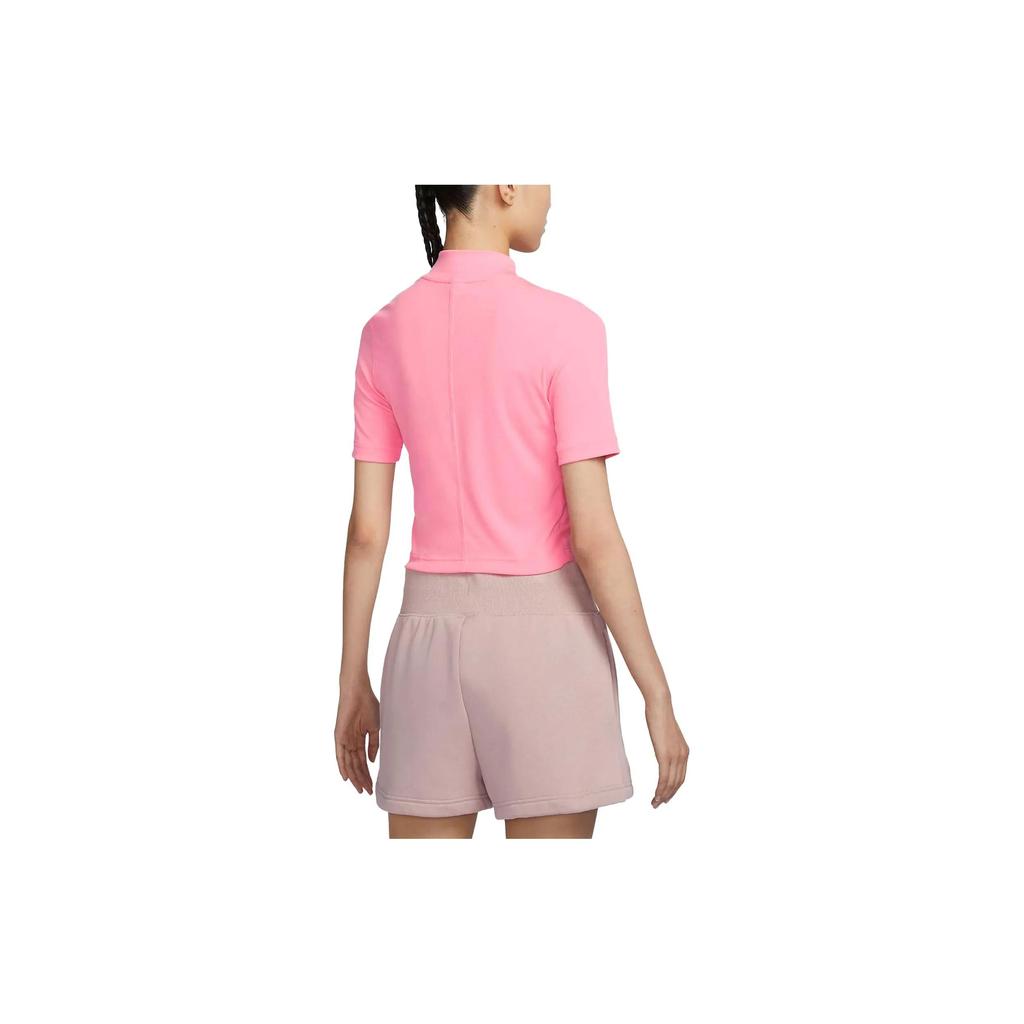 Nike T Shirts Women's Coral Powder Crew Neck Moderate Straight Fit (Unisex) T-Shirts DV7959 611