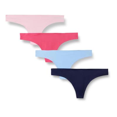 Amazon Essentials Размер 2XL Набор из 4 трусиков Т-образной формы, Клееные, Дышащие, Бесшовные, Эластичные, Женские, Розовый/Голубой,