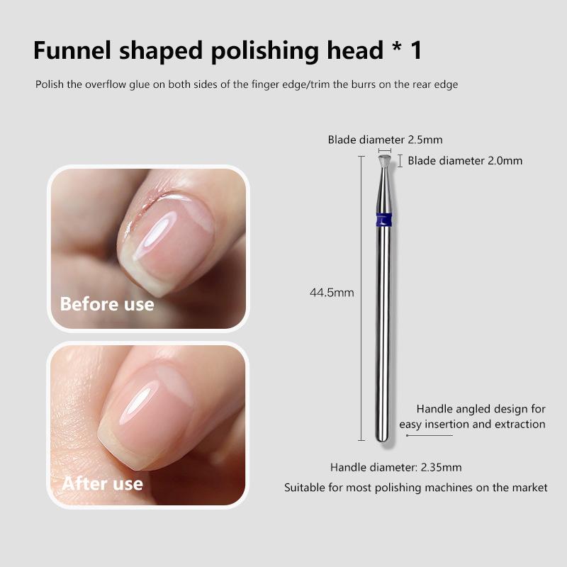 Flying Saucer Mini Nail Polish Head Overflow Glue Special Drill Diamond Sand Funnel Shaped Tool For Removing Nail Edge Burrs