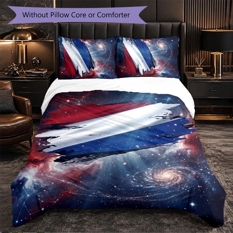 Netherlands Football Pattern 3 Pieces Bedding Set Soft Microfiber Duvet Cover with Pillow Cases for Bedroom