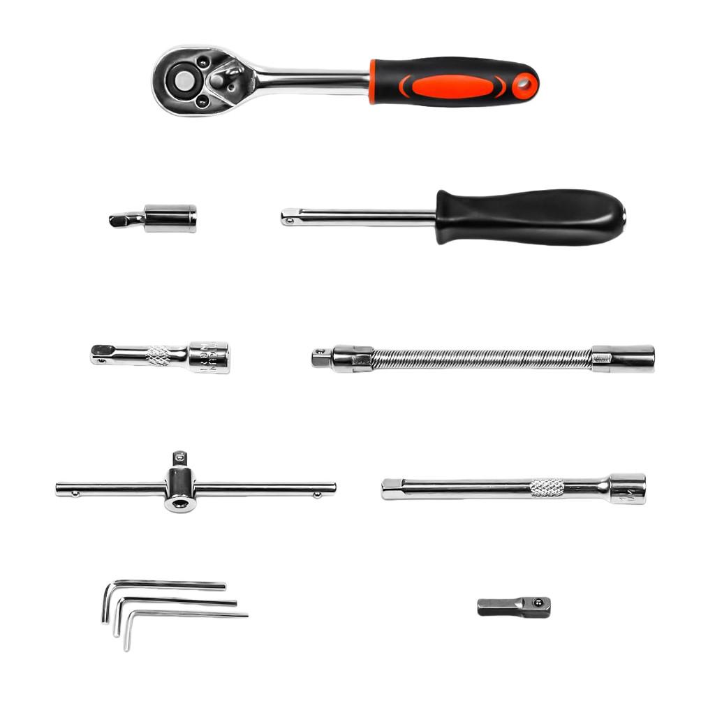 46 шт./компл. Аксессуары для ремонта автомобилей Набор торцевых головок с приводом Набор трещоток Набор инструментов для автомобиля Набор торцевых головок с приводом Метрический Набор бит-головок для механика