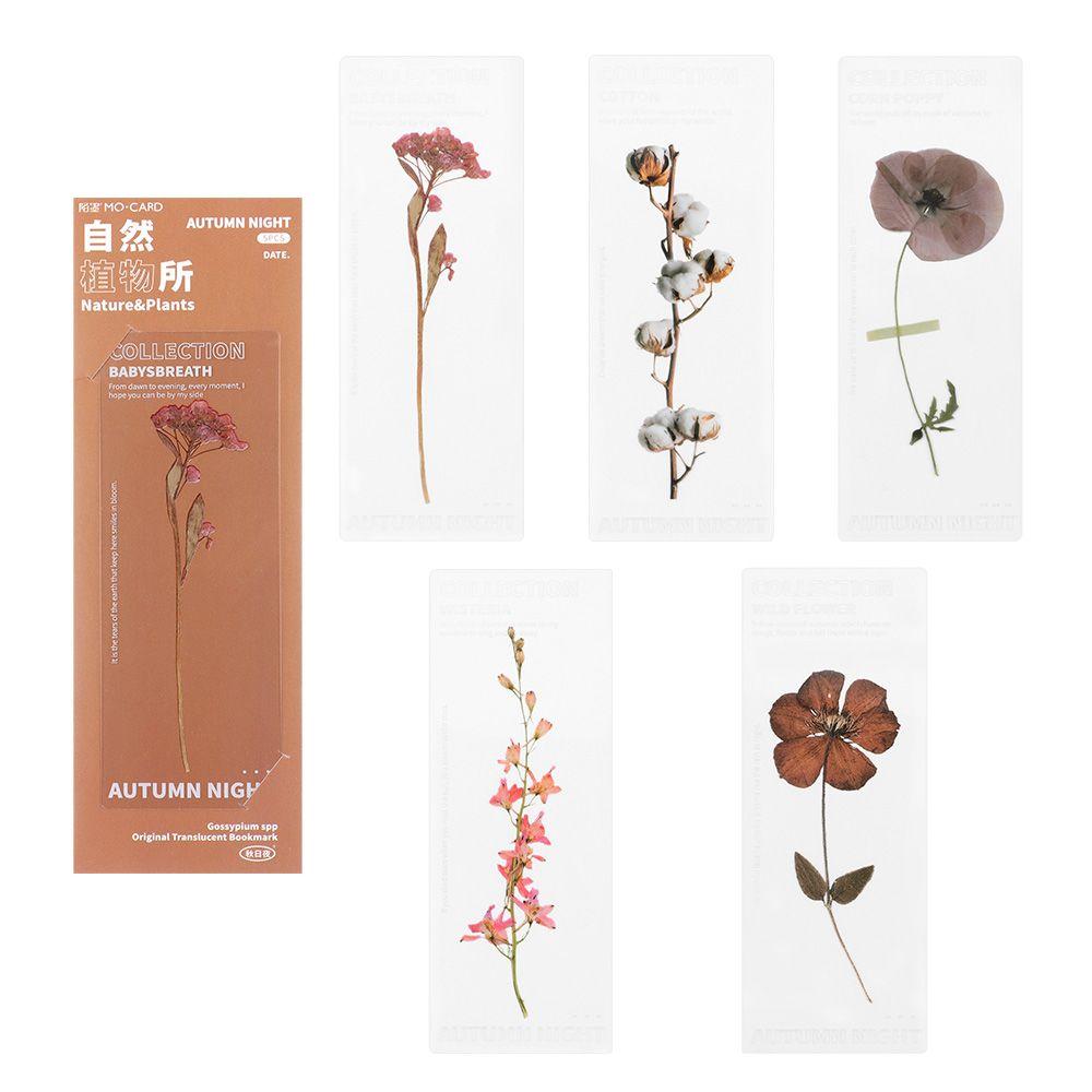 Book Note Marker PET Bookmarks Card Specimen Bookmarks Nature Plants Bookmarks Translucent Flower