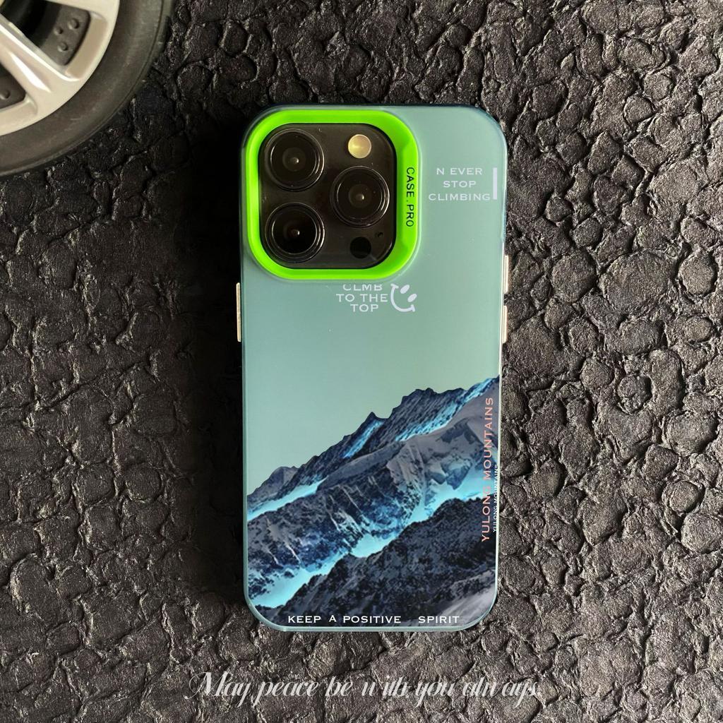 Snow Mountain Scenery iPhone 16 Pro Max Phone Case, New Color Silver 15/14mm Personalized IMD Drop-Proof Case 13