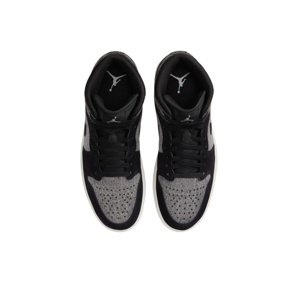 Кроссовки унисекс Air Jordan 1 Mid Black Denim Светло-серо-дымчатые Парусина Резина HJ4363-001