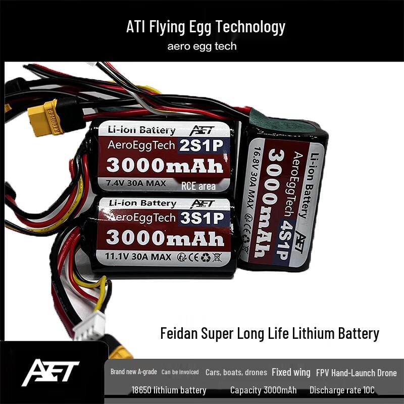 AEROEGGTECH 18650 3000mAh 10C High-Rate LiPo Battery CN plug (adapter included)