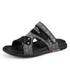 Модные летние мужские кожаные сандалии из натуральной кожи, нескользящие, мужские туфли, шлепанцы, уличная обувь на толстой подошве, пляжная обувь, удобные мягкие мужские сандалии