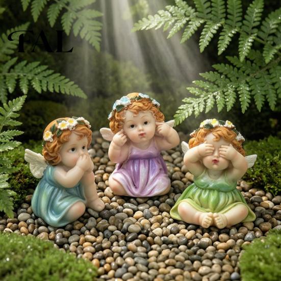 Decorative Tabletop Figurines Garden Fairy Figurine, Hand-Painted Resin Statue with Wings, Indoor Outdoor Yard Moss Microscape Ornaments Lawn