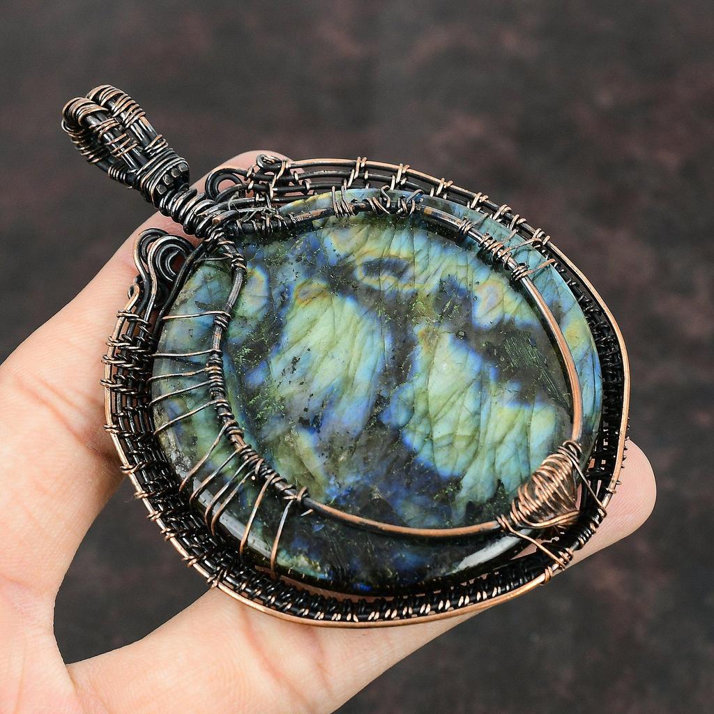 Дерево жизни лабрадорит медный кулон медная проволока обернутый кулон драгоценный камень ювелирные изделия ручной работы подарок для матери большой камень лабрадорит ювелирные изделия