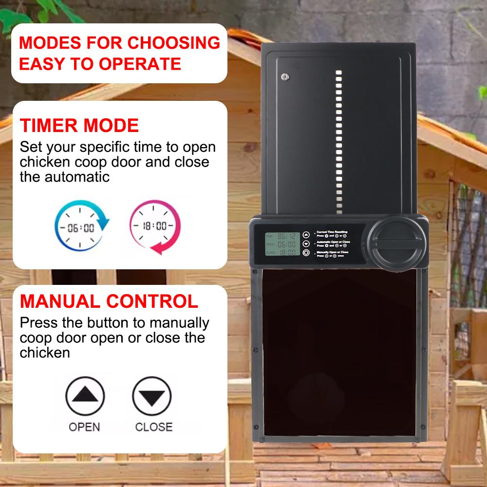 Pet Supplies Automatic Gate Chicken Coop Door Small Retractable Door Safety Gate Anti-Pinch Function Controlled Open Digital Kit