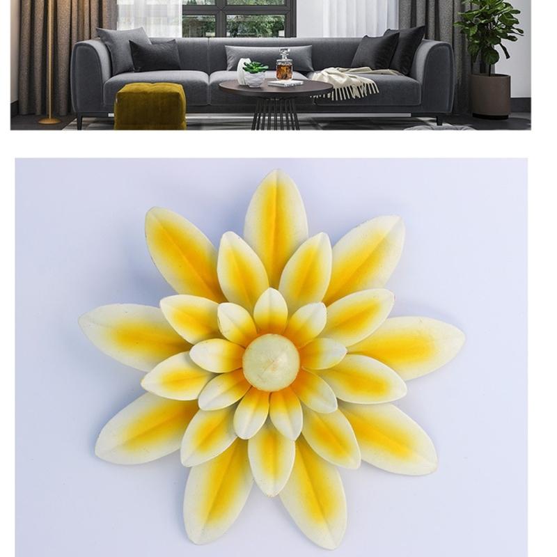 652F Rusts Resistant Metal Wall Art Multicolored Iron Sunflowers Hanging Ornament with Glowing in Dark Beads For Room Styling