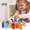 1 Set Wooden Color Sorting Cup Fine Motor Skills 10 Colors Ball Matching Game Toddler Boys Girls Educational Colorful Ball Catching Dropping Toy