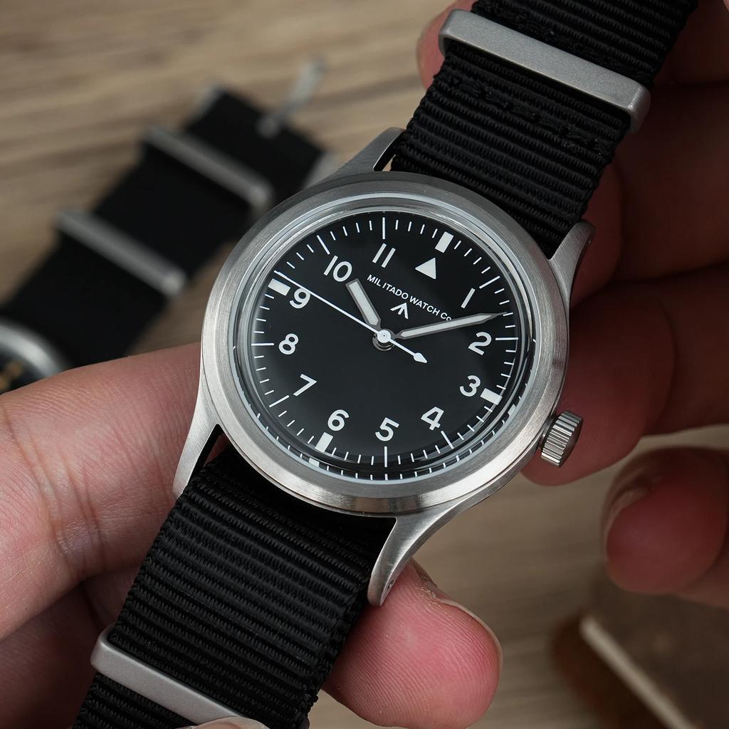 Militado ML14 Watch VH31/VH65 Sweep Quartz Movement Bubble K1 Crystal Luminous 36mm Vintage Watches 10Bar Waterproof