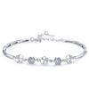 925 Silver Plated Bracelet for Women Sweet Clover Rotating Flower Zircon Jewelry