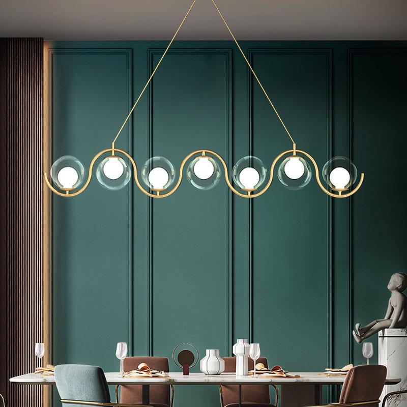 Nordic White Glass Ball Chandelier for Living and Dining Rooms