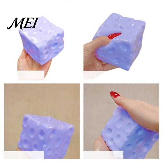 Office Desk Toys Blueberry Cheese Squeeze Toy, Stress Relief Block Sensory Slow Fidget Rising Cube Pinch Toy for Home Focus Aid