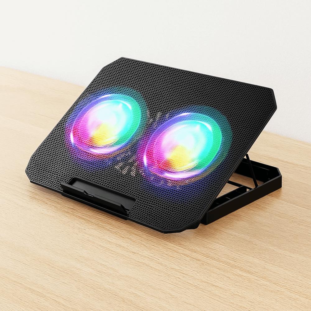 Цветная подсветка Подставка для ноутбука RGB Два вентилятора Держатель для ноутбука Для офиса/дома