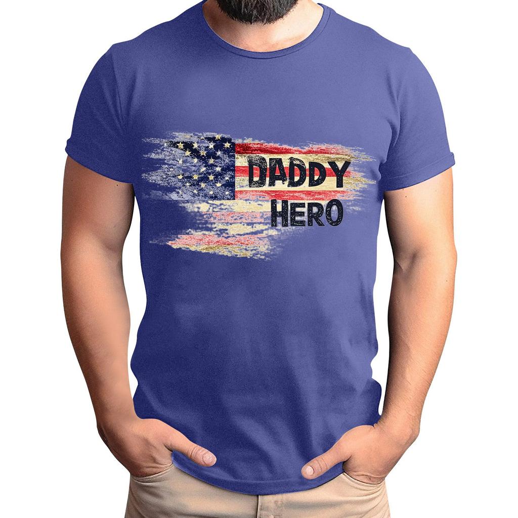 Мужская футболка с принтом флага ко Дню отца, мужской свободный повседневный топ с коротким рукавом