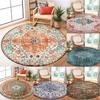 Washable Round Rugs Bohemian Circle Rugs for Living Room Entryway Round Area Rug Floral Non Slip Carpet for Bedroom Dining Table
