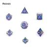 7 Pcs Blue Red Double Swords Metal Dice Solid Polyhedral Dice Set Suitable for Role-Playing RPG  DND Pathfinder Board Game