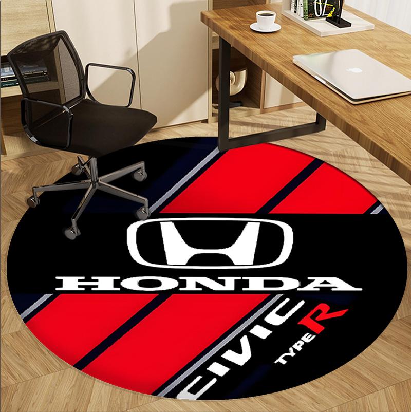 Honda Pattern Round Rug, Indoor/Outdoor Mat, for Picnic, Gameroom, Bedroom, Office, Living Room, Home Decor Carpet, Birthday Gift