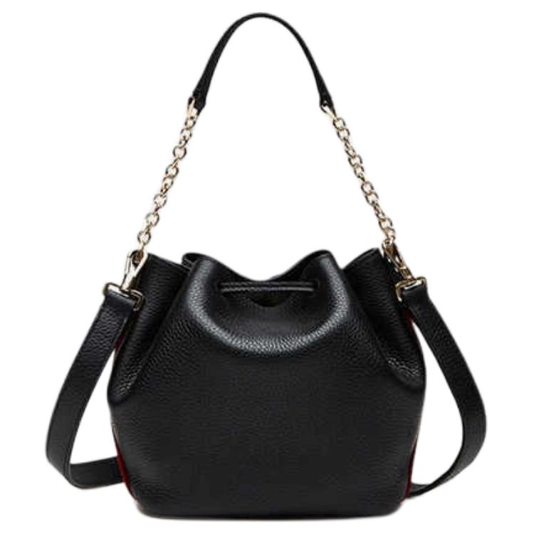 Bally Logo Bucket Bag Leather Mini Handbag Women Handbags Black 6230742