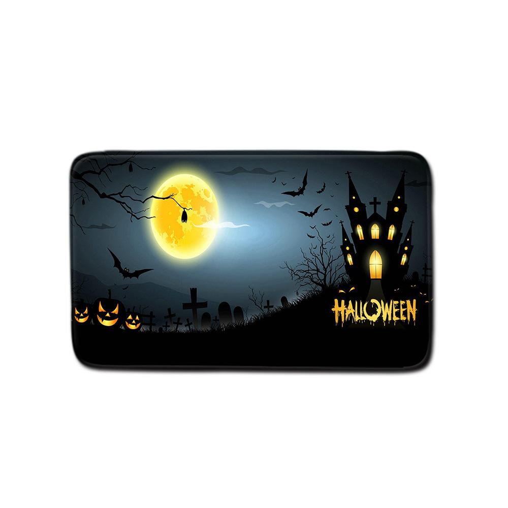 Halloween Bathroom Four-Piece Combination Set Bedroom Non-Slip Carpet Floor Mat Door Mat