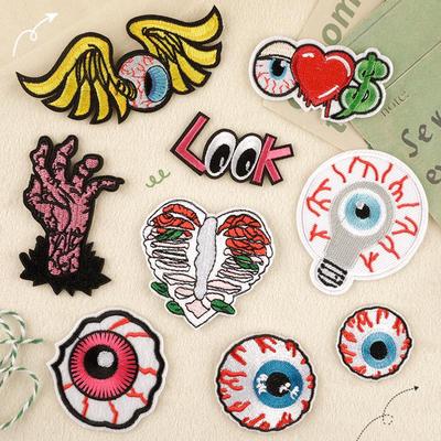 Индивидуальная вышитая нашивка из ткани и для обуви с дизайном глазного яблока – Персонализированная эмблема для одежды и аксессуар-этикетка