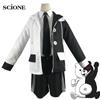 Men 5 Pcs Anime Costume Danganronpa V3: Killing Harmony Cosplay Monokuma Unisex Cosplay Costume Coat+shirt+tie+pants+badge