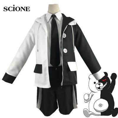 Мужской костюм аниме Danganronpa V3: Killing Harmony, 5 шт., косплей Monokuma, унисекс, костюм для косплея, пальто + рубашка + галстук + брюки + значок