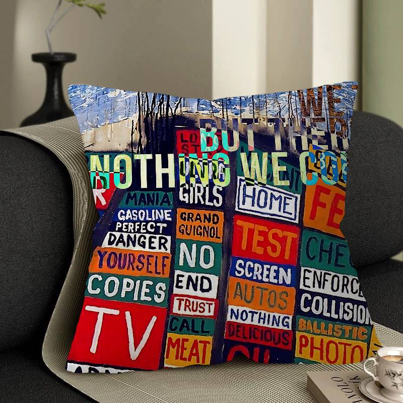 Classic R-Radiohead Rap Band Pillow Covers Cartoon Sofa Decorative Home Double-Sided Printing Short Plush Cute Cushion Cover