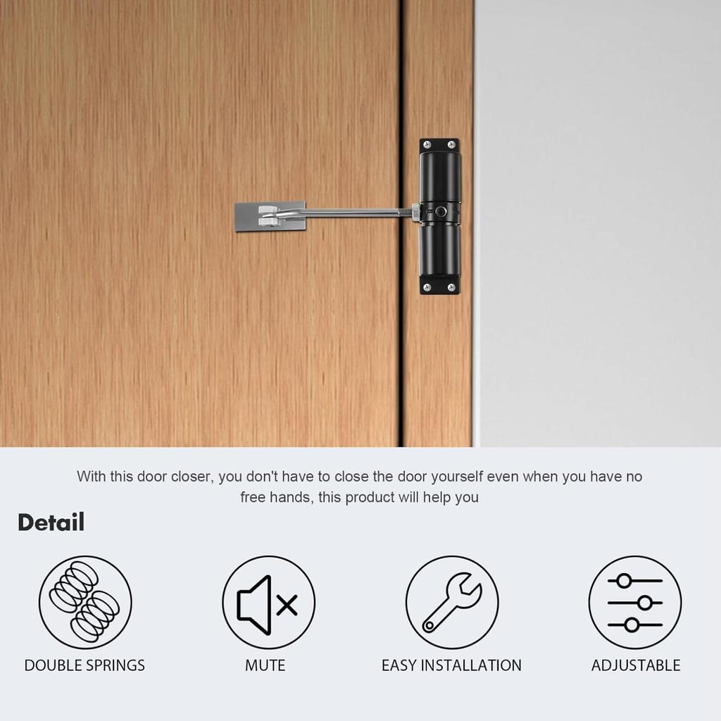 Xiaomi Automatic Door Closer Safety Spring Door Closer, Zinc Alloy Adjustable Closing Door Hinge Door Closer for Door Self Closing, Co