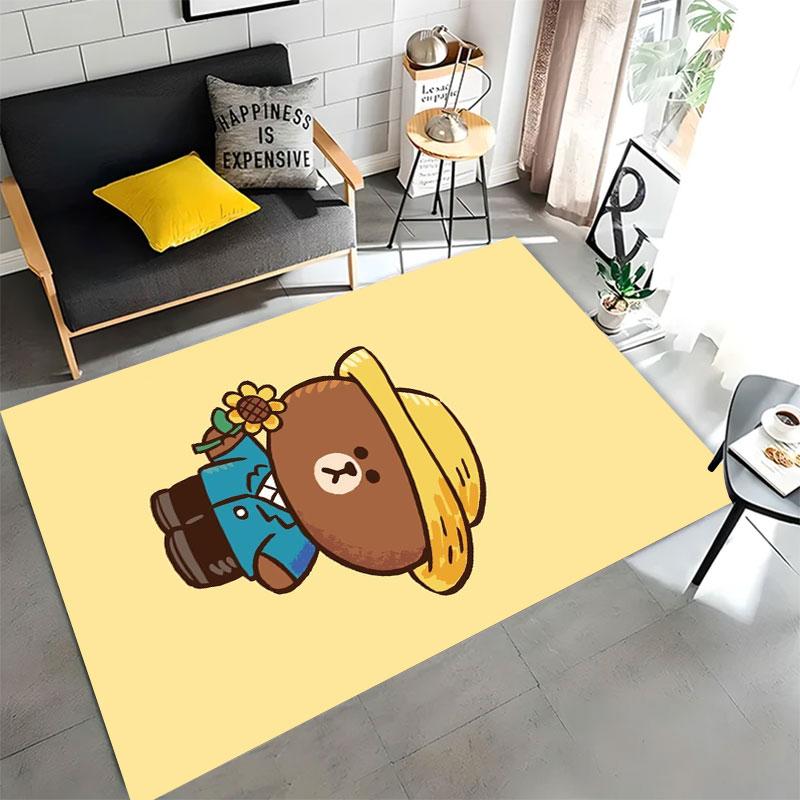 Non-slip decorative rug, cute cartoon welcome mat, Line Friends series pattern, a gift for friends and family.