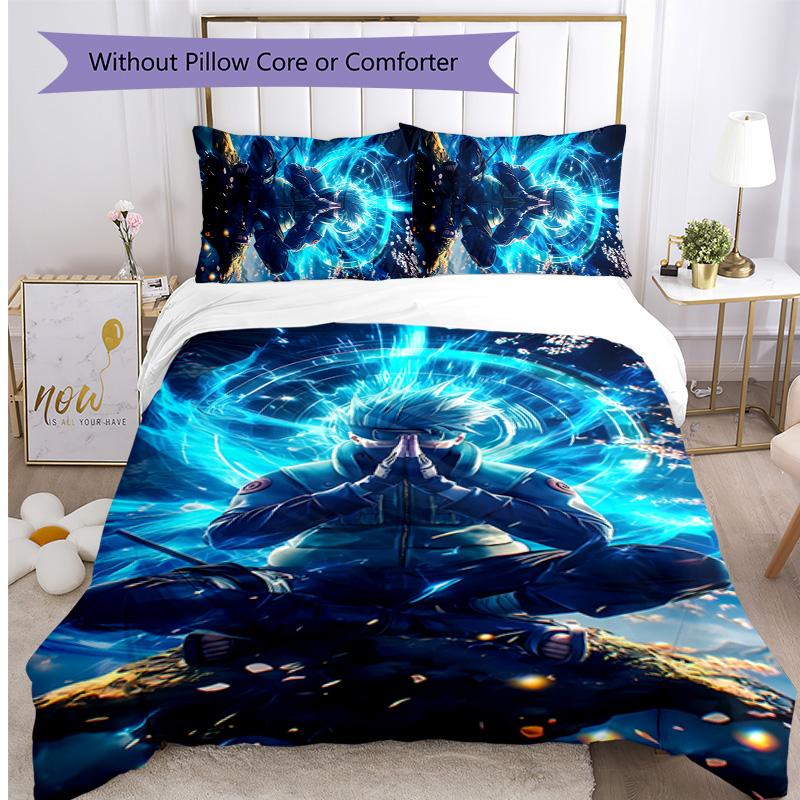 Kakashi Hatake Pattern Printed 3PCS Bedding Set, Soft Skin-Friendly Washable Duvet Cover & Pillowcases Set