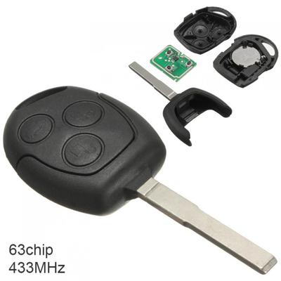 Умный дистанционный брелок с 3 кнопками, 433 МГц, необрезанный, с чипом 4D63, подходит для Ford Focus/Mondeo/Fiesta/Galaxy/S Max 2004-2011