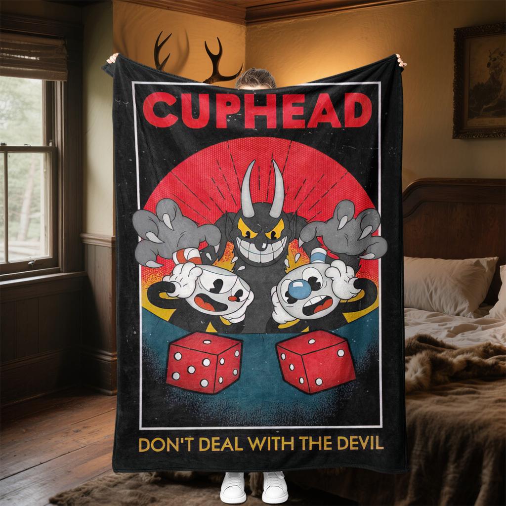 Cuphead's Devil Deal Soft Comfortable All Seasons blanket Sofa Office Naps blanket Outdoor Travel throw Perfect Gift