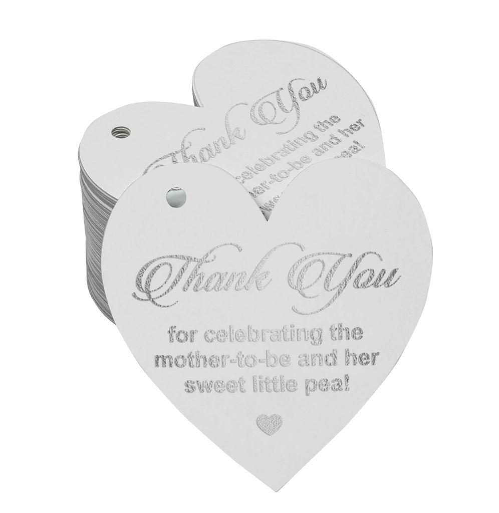 Inkdotpot 100 шт. в упаковке, спасибо за празднование дня рождения будущей мамы, бумажные бирки, поделки, настоящая серебряная фольга, подвеска