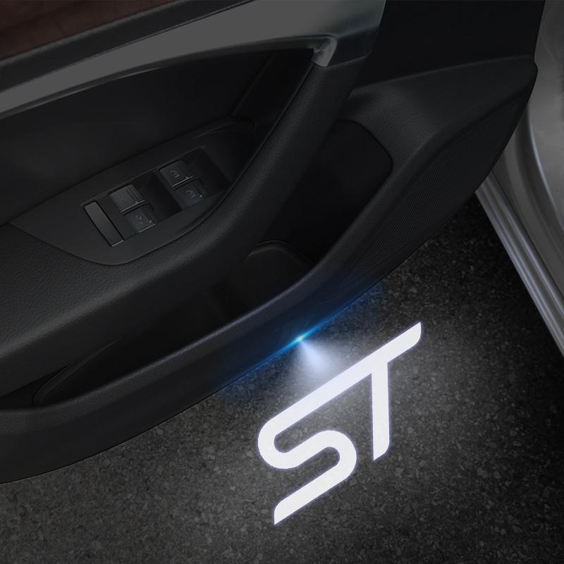 ST Logo Wireless Courtesy Car Door Projector LED Welcome Lights For Ford Puma OKM1 Mondeo Focus Fiesta Kuga Explorer Everest Decor