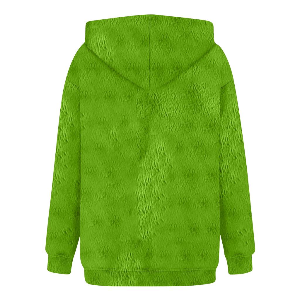 Women's Hooded Long Sleeve Christmas Printed Flannel Top Hooded Sweatshirt