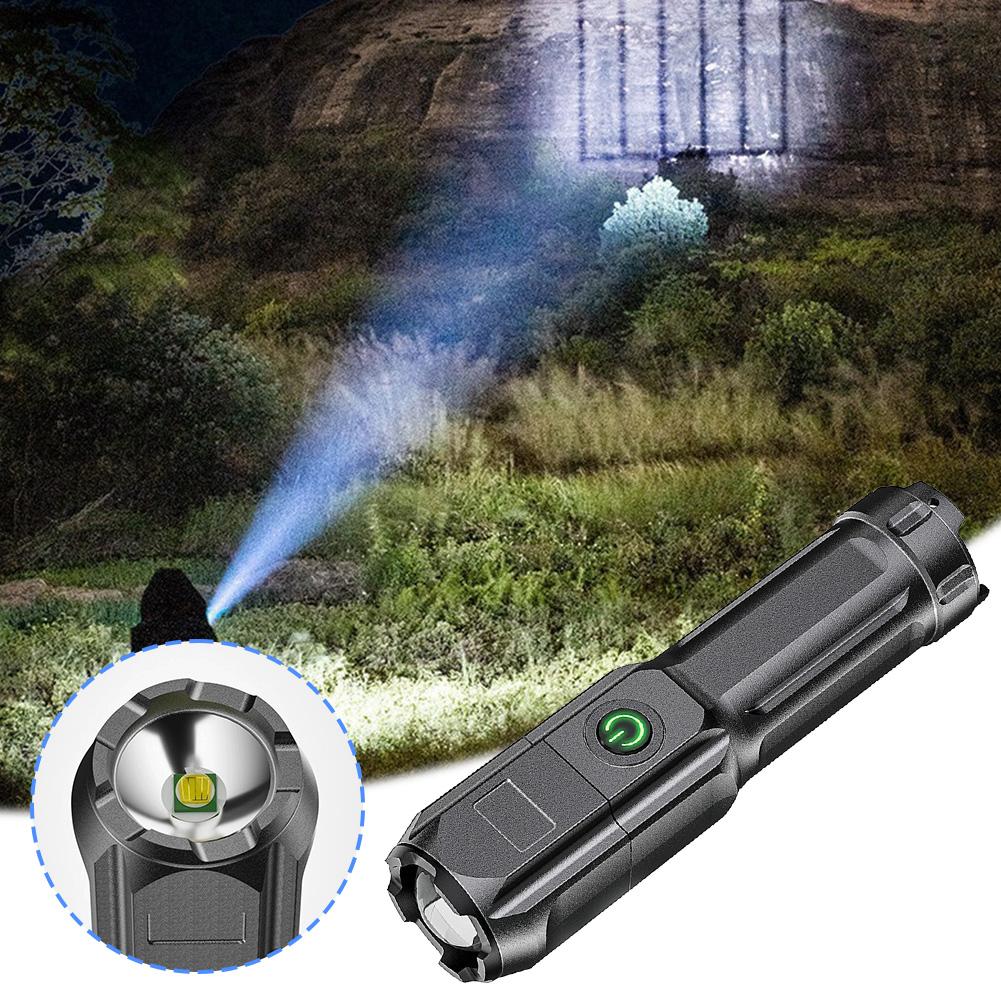 Powerful LED Flashlight Anti-Slip High Power Flashlight Waterproof Super Bright Flashlight USB Charging for Outdoor Camping Use