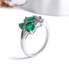 Butterfly Design Silver Jewelry Set with Natural Green Agate Gemstones Earrings And Ring for Women