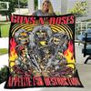 Плед с ретро-принтом группы Guns n'roses Фланелевый мягкий и уютный плед Плед для дома и путешествий Теплый плед для детей подарок на день рождения