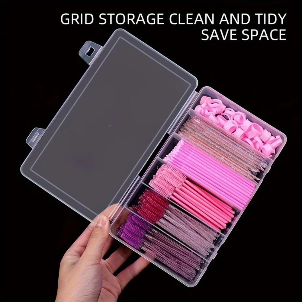 Clear Plastic Eyelash Extension Storage Box 6-Compartment Organizer Glue Tweezers Tool