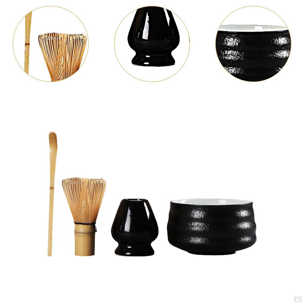 Набор из 4 венчиков для чая матча, полный набор керамических инструментов для заваривания чая в чаше,