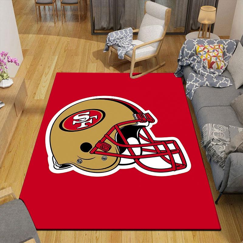 San Francisco 49ers Flannel Printed Carpet, Home Sofa Decoration for Living Room & Bedroom, Non‑Slip Play Flannel Floor Mat for Game Room