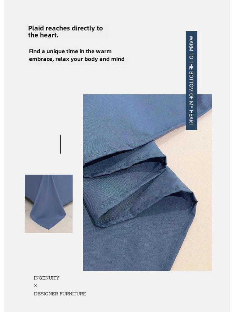 Цельная однотонная хлопковая простыня и наволочка - в стиле общежития, приятная для кожи, с двойным начесом, подходит для односпального одеяла