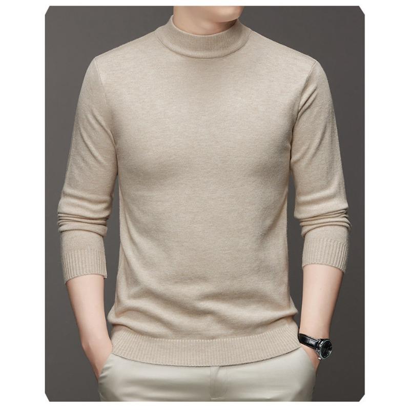 Men S Half Turtleneck Knit Sweater Solid Color Long Sleeve Winter Warm Base Layer