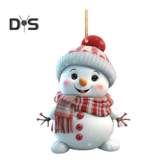 5 Pcs Christmas Snowman Pendant Acrylic Cartoon Snowman Hanging Ornaments Holiday Christmas Tree Hanging Snowmen for Home Decor